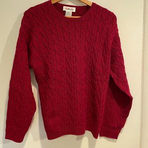 Red Chunky Knit 100% Cotton Sweater